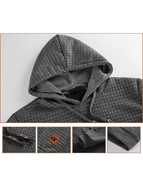 Mens Pullover Hoodie Long Sleeve Hooded Sweatshirt Casual Hoodies Square Pattern