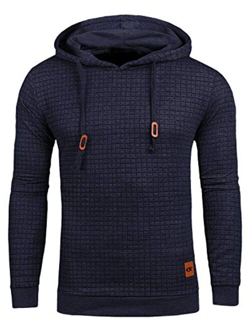 Mens Pullover Hoodie Long Sleeve Hooded Sweatshirt Casual Hoodies Square Pattern