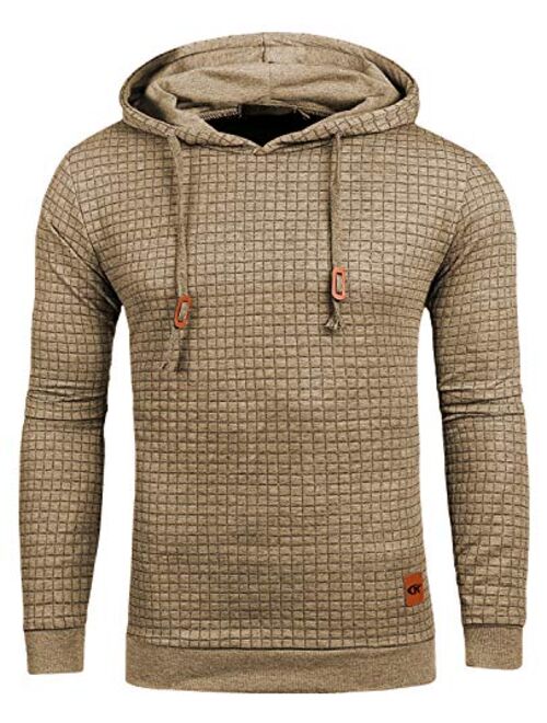 Mens Pullover Hoodie Long Sleeve Hooded Sweatshirt Casual Hoodies Square Pattern