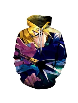 CHENMA Men Boruto Naruto 3D Print Pullover Hoodie Sweatshirt with Front Pocket