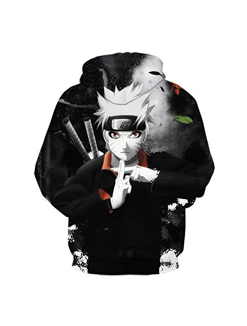 CHENMA Men Boruto Naruto 3D Print Pullover Hoodie Sweatshirt with Front Pocket