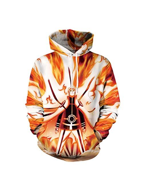 CHENMA Men Boruto Naruto 3D Print Pullover Hoodie Sweatshirt with Front Pocket