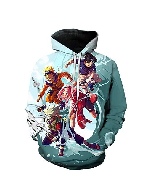 CHENMA Men Boruto Naruto 3D Print Pullover Hoodie Sweatshirt with Front Pocket