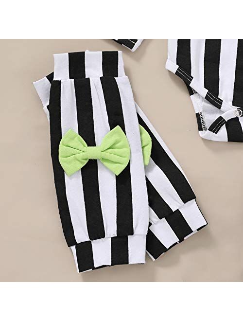 Baby Girl Halloween Outfit Ruffle Sleeve Romper+Pumpkin Suspender Skirt 2pcs Clothes Set