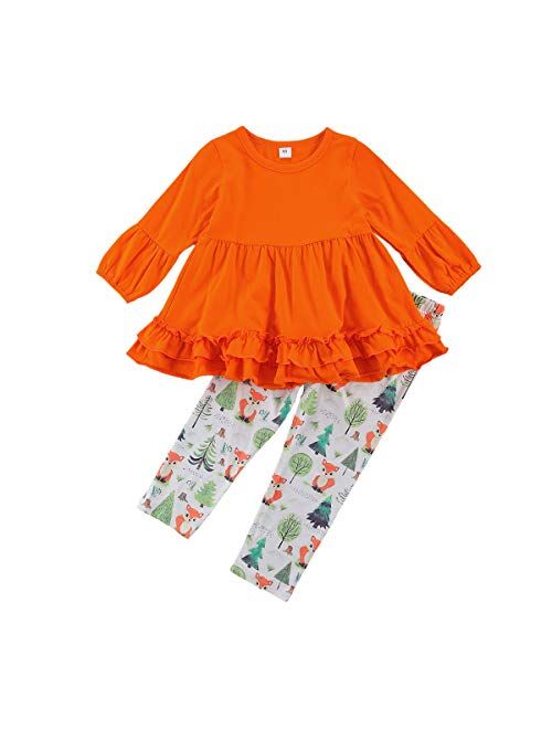 Toddler Baby Girls Clothes Halloween Ghost/Skull Long Sleeve Top Dress + Pumpkin Legging Pants Trousers Set Outfits