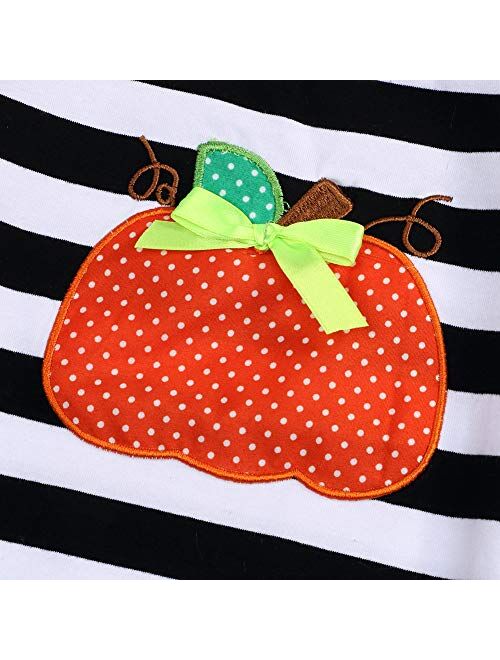 Toddler Girl Dresses Long Sleeve Pumpkin Striped Dress Skirts with Outfits Sets