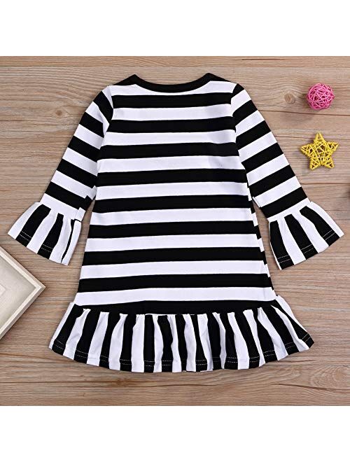 Toddler Girl Dresses Long Sleeve Pumpkin Striped Dress Skirts with Outfits Sets