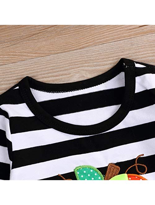 Toddler Girl Dresses Long Sleeve Pumpkin Striped Dress Skirts with Outfits Sets