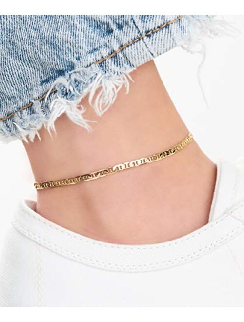 Barzel 18K Gold Plated Flat Marina Link Anklet