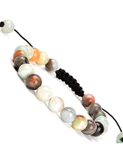 Massive Beads Natural Healing Power Gemstone Crystal Beads Unisex Adjustable Macrame Bracelets 8mm