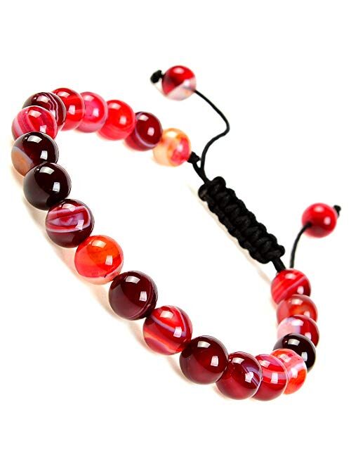 Massive Beads Natural Healing Power Gemstone Crystal Beads Unisex Adjustable Macrame Bracelets 8mm