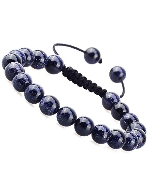 Massive Beads Natural Healing Power Gemstone Crystal Beads Unisex Adjustable Macrame Bracelets 8mm