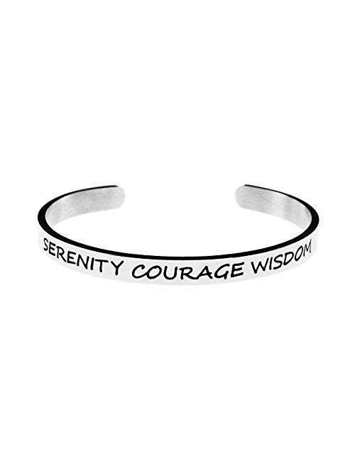 Joycuff Motivational Bracelet for Women Cuff Bangle Stainless Steel Open Engraved Inspirational Jewelry