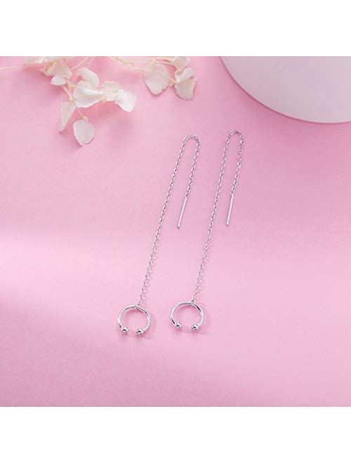 SLUYNZ 925 Sterling Silver Cuff Chain Earrings Wrap Tassel Earrings for Women Crawler Earrings