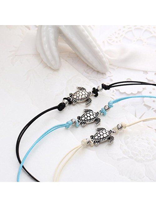 Hatoys 3PCS Women's Vintage Bracelet Jewelry, Turtle Beach Foot Chain Anklets