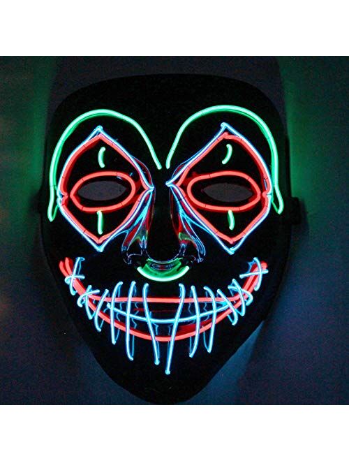 JOYIN Halloween Cosplay LED Mask Light Up Scary Skull/Clown Mask with 3 Lighting Modes for Halloween Cosplay Costume Party