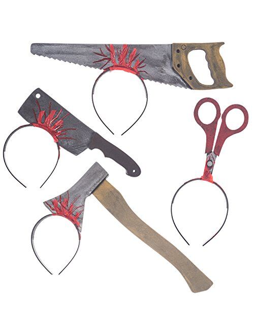 Prextex 4 Piece Halloween Horror Hair Bands Best Zombie Headbands Halloween Decorations