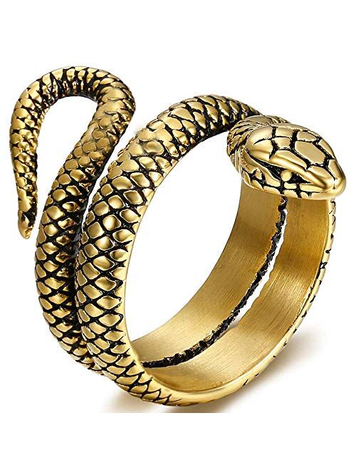 Jude Jewelers Stainless Steel Retro Vintage Snake Stye Cocktail Party Statement Biker Ring