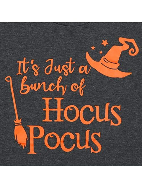 It's Just a Bunch of Hocus Pocus Shirt Women Halloween Tshirt Witch Broom Tee Graphic Funny Top