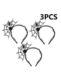 LERTREE 3PCS Halloween Spider Web Headbands Cosplay Party Hairband Dress Up Hair Accessories