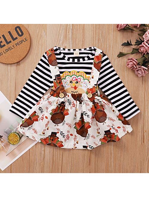 bilison Newborn Baby Girl Halloween Clothes Pumpkin Smile Ruffle Sleeve Romper +Floral Suspender Shirt Headband Outfits