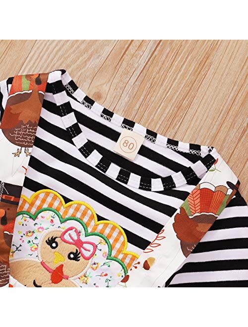 bilison Newborn Baby Girl Halloween Clothes Pumpkin Smile Ruffle Sleeve Romper +Floral Suspender Shirt Headband Outfits