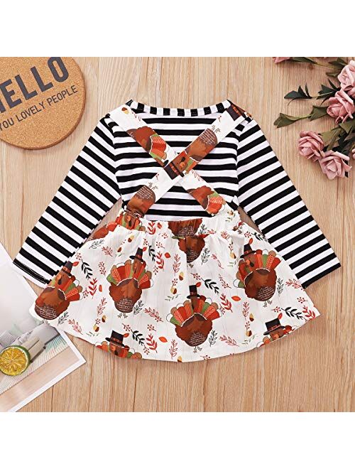 bilison Newborn Baby Girl Halloween Clothes Pumpkin Smile Ruffle Sleeve Romper +Floral Suspender Shirt Headband Outfits