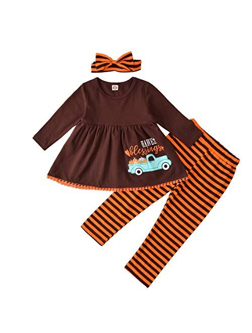 Toddler Baby Girls Halloween Outfits Ruffle Bat T-Shirt Tops Leggings Pants Headband Set 3Pcs Fall Winter Clothes