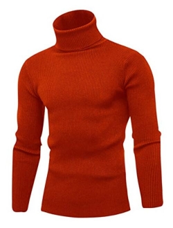 QZH.DUAO Cameinic Men's Casual Slim Fit Turtleneck Pullover Sweaters with Twist Patterned & Long Sleeve T-Shirt