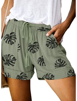 Elapsy Womens Casual Drawstring Elastic Waist Summer Shorts with Pockets S-2XL