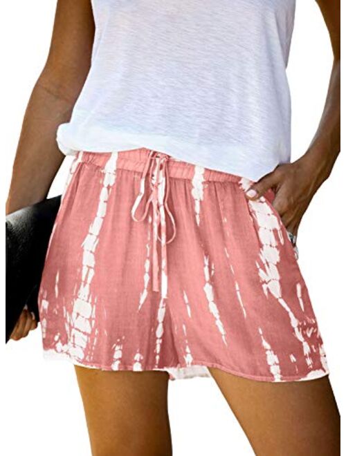 Elapsy Womens Casual Drawstring Elastic Waist Summer Shorts with Pockets S-2XL