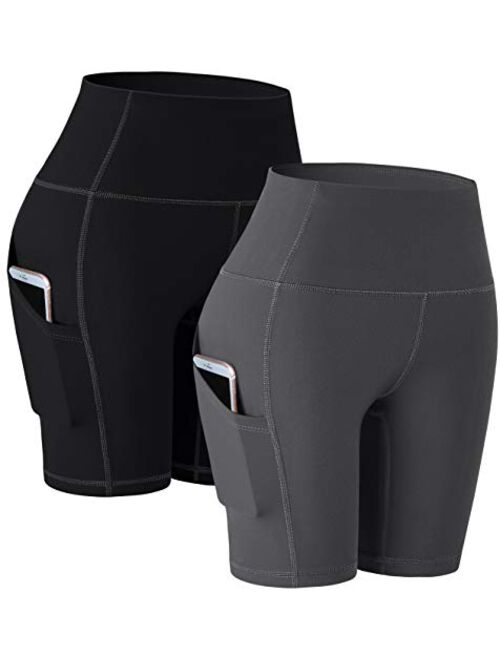 TOREEL Biker Shorts for Women with Pockets 8" 2 Pack High Waisted Workout Shorts for Women Athletic Running Shorts