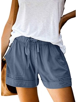 HUUSA Women's Drawstrings Casual Loose Comfy Summer Beach Shorts with Pockets