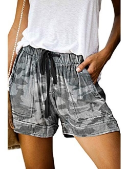 HUUSA Women's Drawstrings Casual Loose Comfy Summer Beach Shorts with Pockets