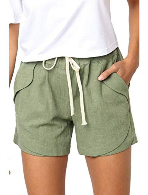 HUUSA Women's Drawstrings Casual Loose Comfy Summer Beach Shorts with Pockets