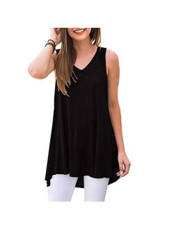 AWULIFFAN Women's Summer Sleeveless V-Neck T-Shirt Tunic Tops Blouse Shirts