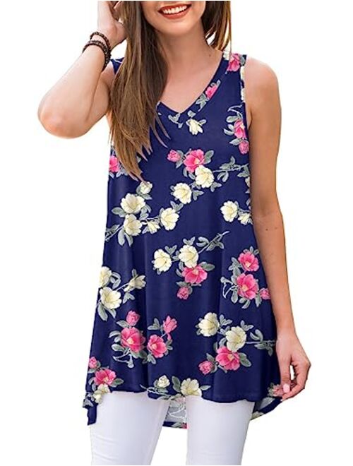 AWULIFFAN Women's Summer Sleeveless V-Neck T-Shirt Tunic Tops Blouse Shirts