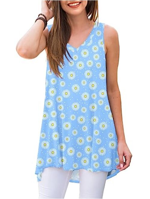 AWULIFFAN Women's Summer Sleeveless V-Neck T-Shirt Tunic Tops Blouse Shirts