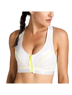 SYROKAN Women's High Impact Front Closure Racerback Full Support Wirefree Sports Bra