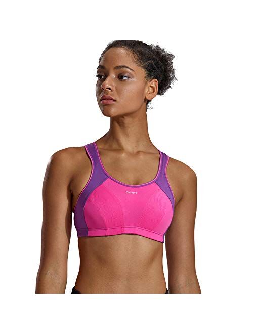 SYROKAN Women's No-Bounce Full-Support Racerback Pro High Impact Sports Bra