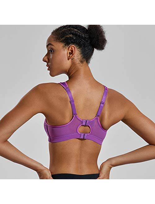 SYROKAN Women's No-Bounce Full-Support Racerback Pro High Impact Sports Bra