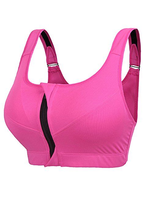 Newlashua Women's High Support Push Up Zip Front Close Padded Sports Bra