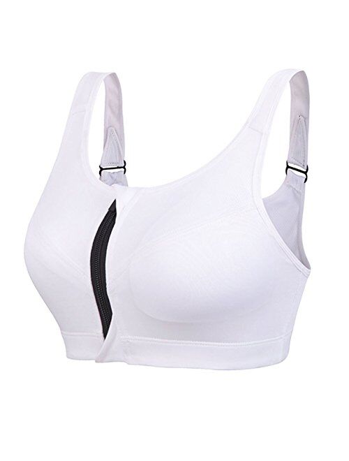 Newlashua Women's High Support Push Up Zip Front Close Padded Sports Bra