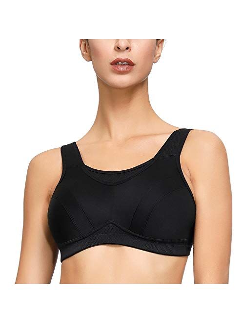 Deyllo Women’s High Impact Full-Support Plus Size Wirefree Workout Sports Bra