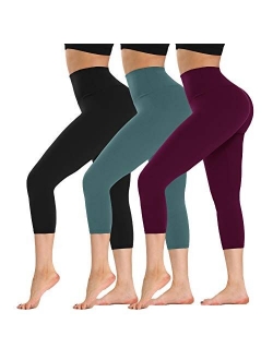 ZOOSIXX High Waisted Soft Capri Leggings for Women-Tummy Control and Elastic Opaque Slimming Reg/Plus Size