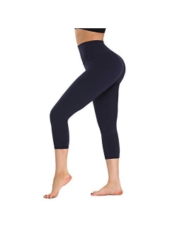 ZOOSIXX High Waisted Soft Capri Leggings for Women-Tummy Control and Elastic Opaque Slimming Reg/Plus Size