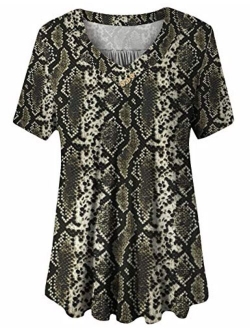 U.Vomade Women's Plus Size Tops Short Sleeve Blouses Flowy Summer Tunic Tops M-4X