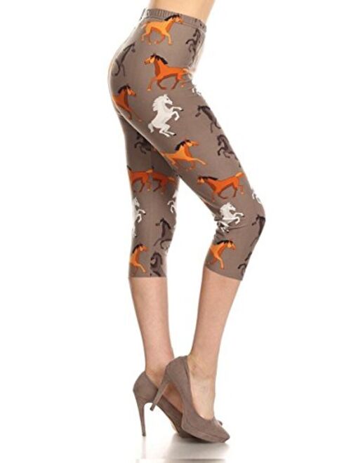 Leggings Depot Capri REG/Plus Women's Popular Prints Capri BAT4