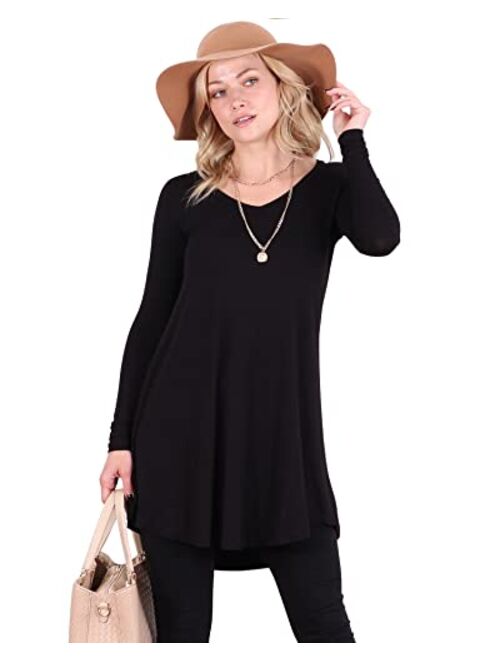 Popana Womens Long Sleeve Tunic Tops to Wear With Leggings Loose Fit Plus Size Dressy Casual