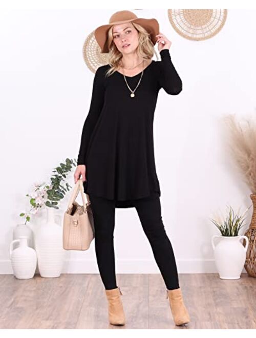 Popana Womens Long Sleeve Tunic Tops to Wear With Leggings Loose Fit Plus Size Dressy Casual